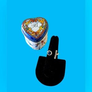 Brighton Blue Stone Modernist
Design Silver Ring MIB Size 6 Adjustable